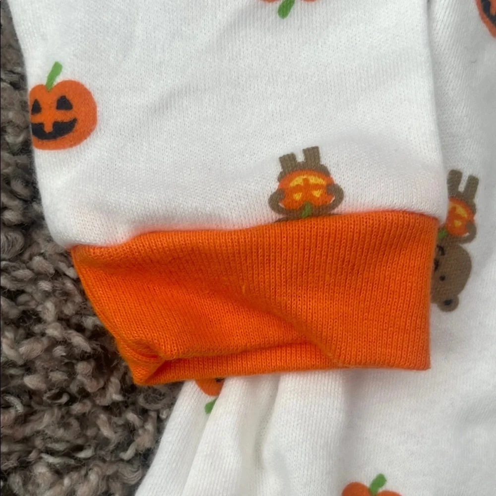 Carter's White and Orange Halloween Pumpkin Footie with matching Hat